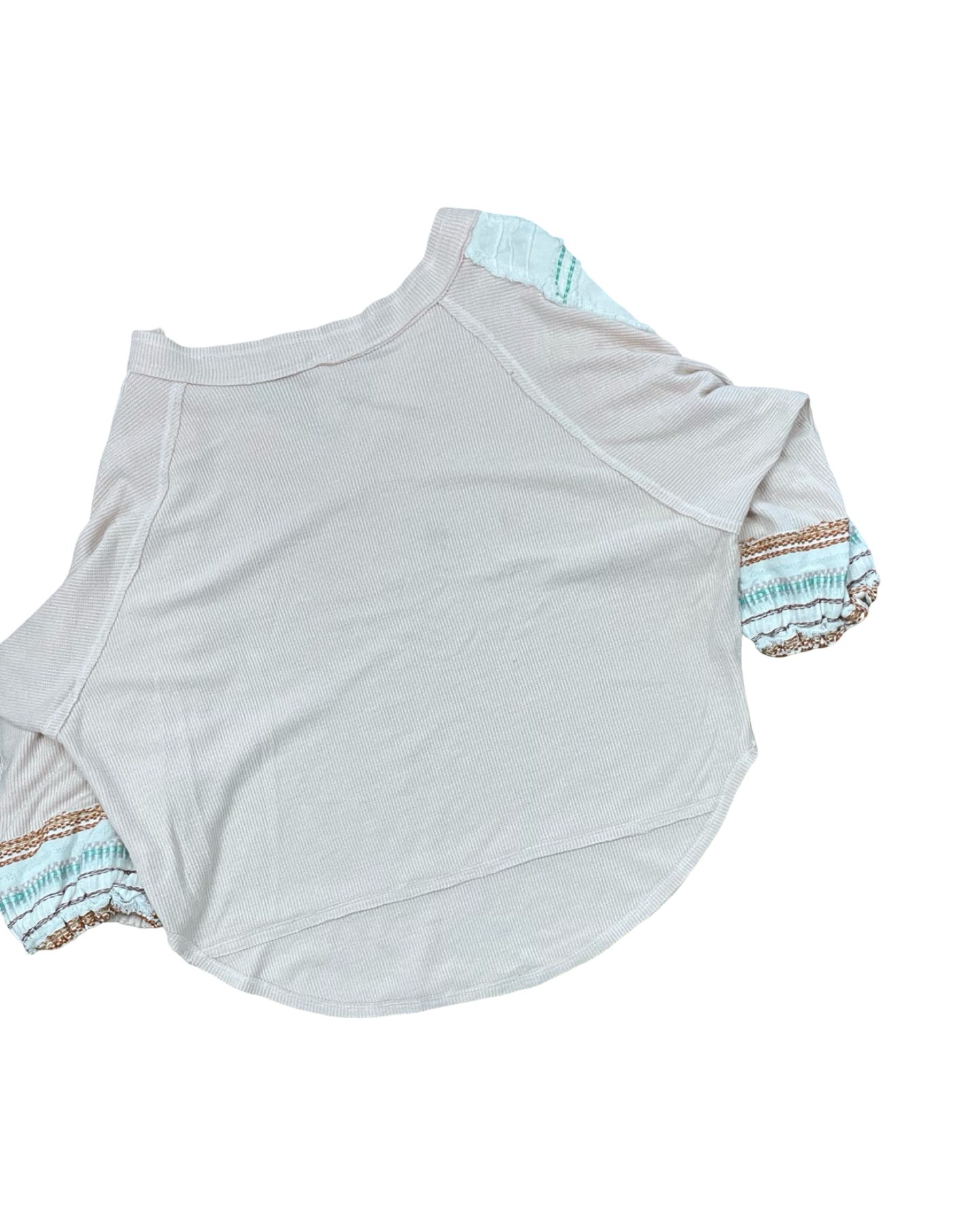 Top 3/4 Sleeve By We The Free In Pink & White, Size:L