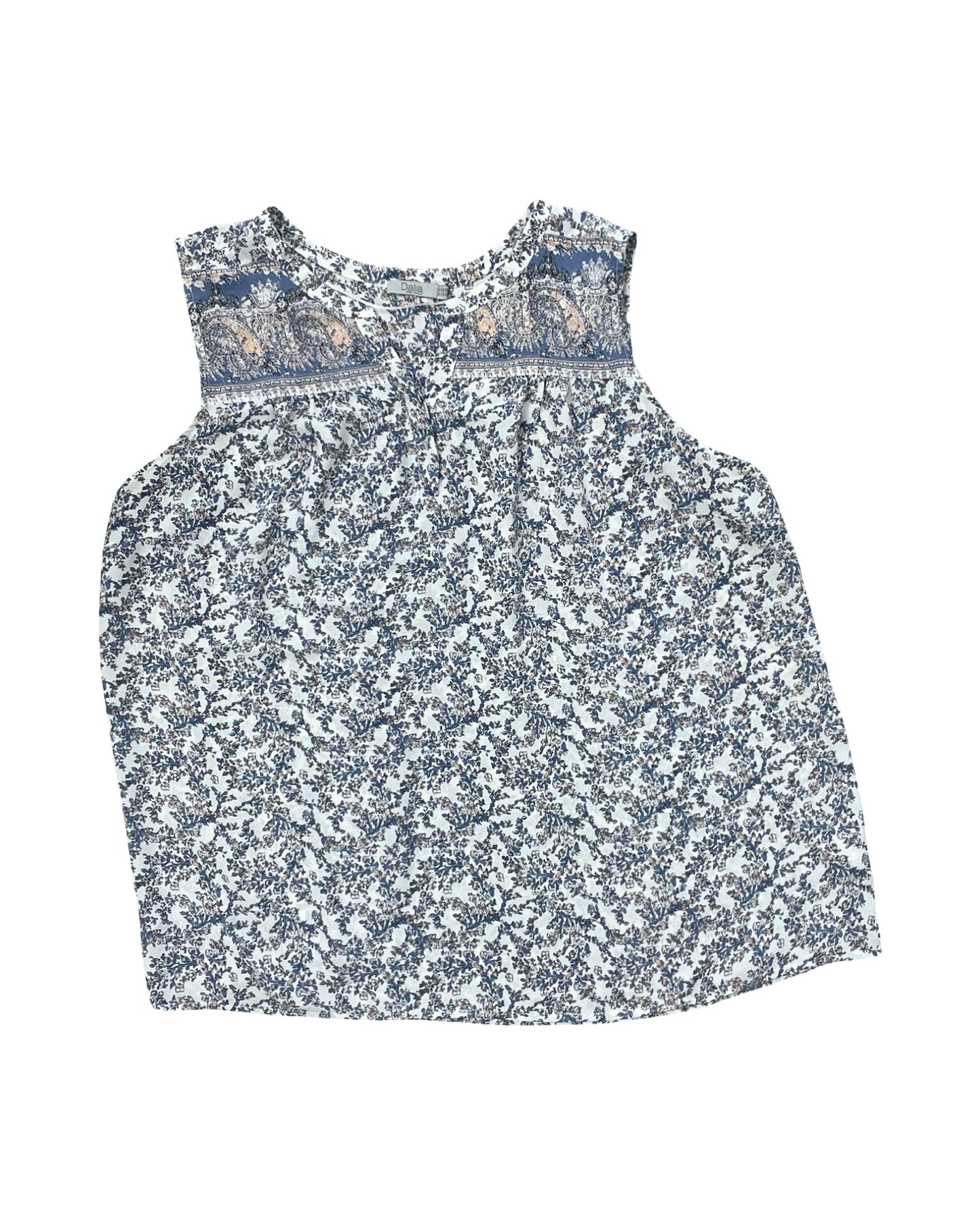 Top Sleeveless By Dalia In Blue & Cream, Size:3X