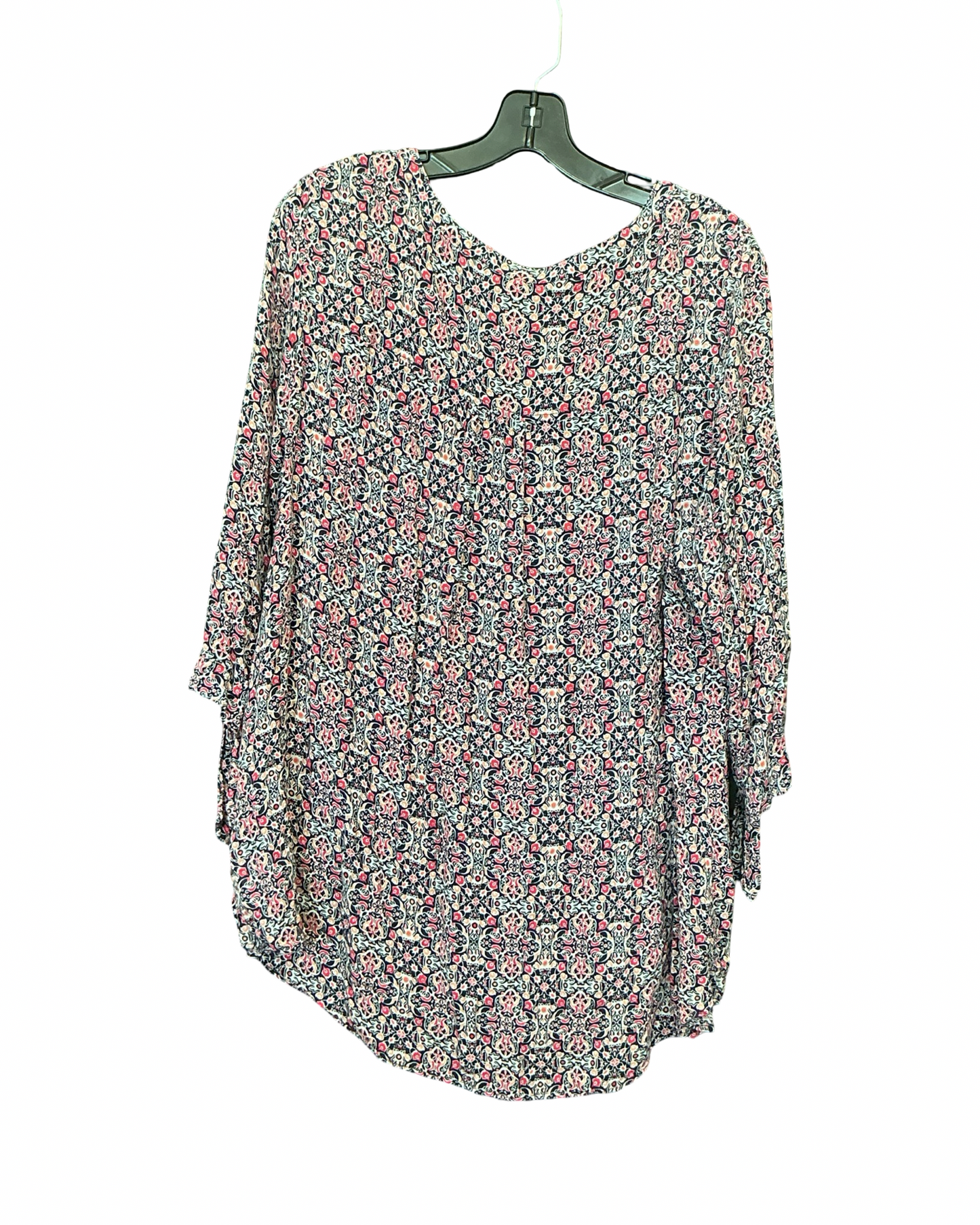 Top 3/4 Sleeve By Westport In Blue & Pink, Size:3X