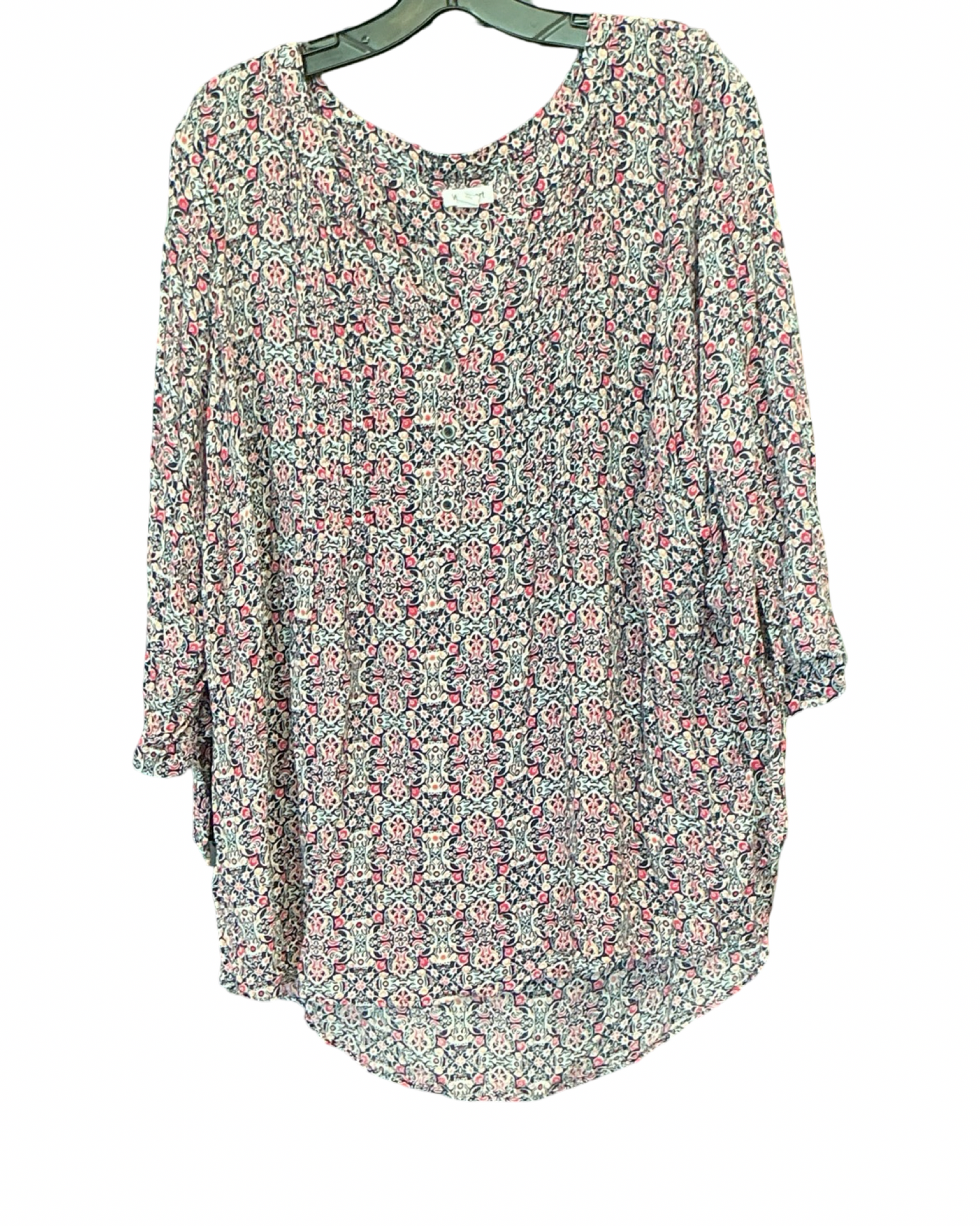 Top 3/4 Sleeve By Westport In Blue & Pink, Size:3X