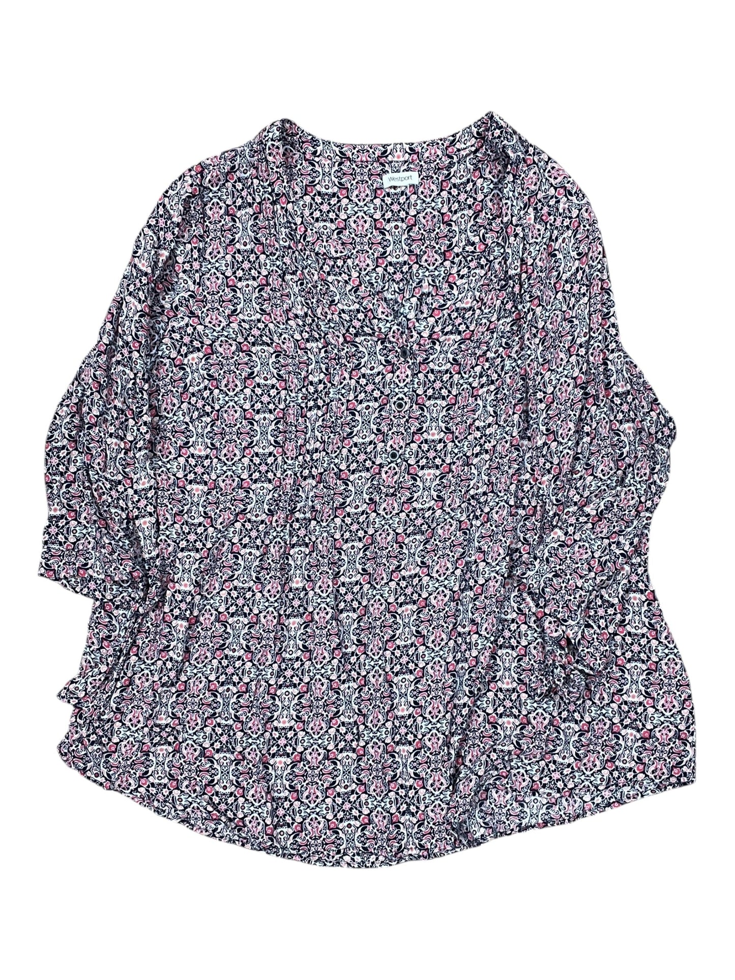 Top 3/4 Sleeve By Westport In Multi, Size:2X