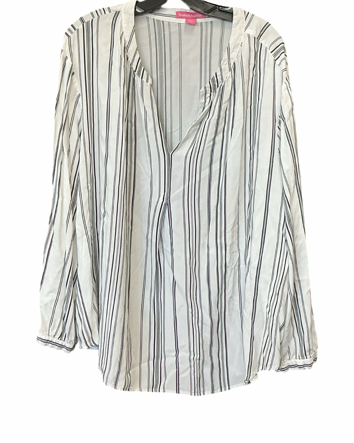 Blouse Ls By Woman Within In Black & White, Size:3X