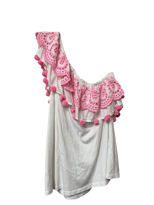Top Sleeveless Designer By Lilly Pulitzer In Pink & White, Size:M