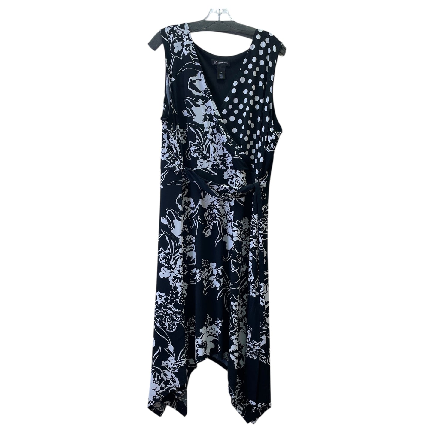 Dress Casual Midi By Inc In Black & White, Size:2X