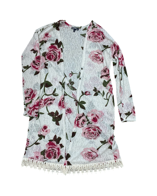 Cardigan By Freshman In Cream & Pink, Size:M