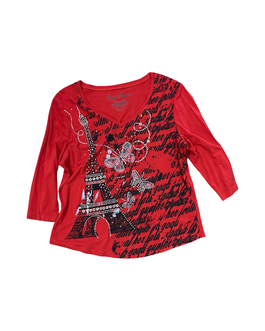 Top 3/4 Sleeve By Clothes Mentor In Red, Size:Xl