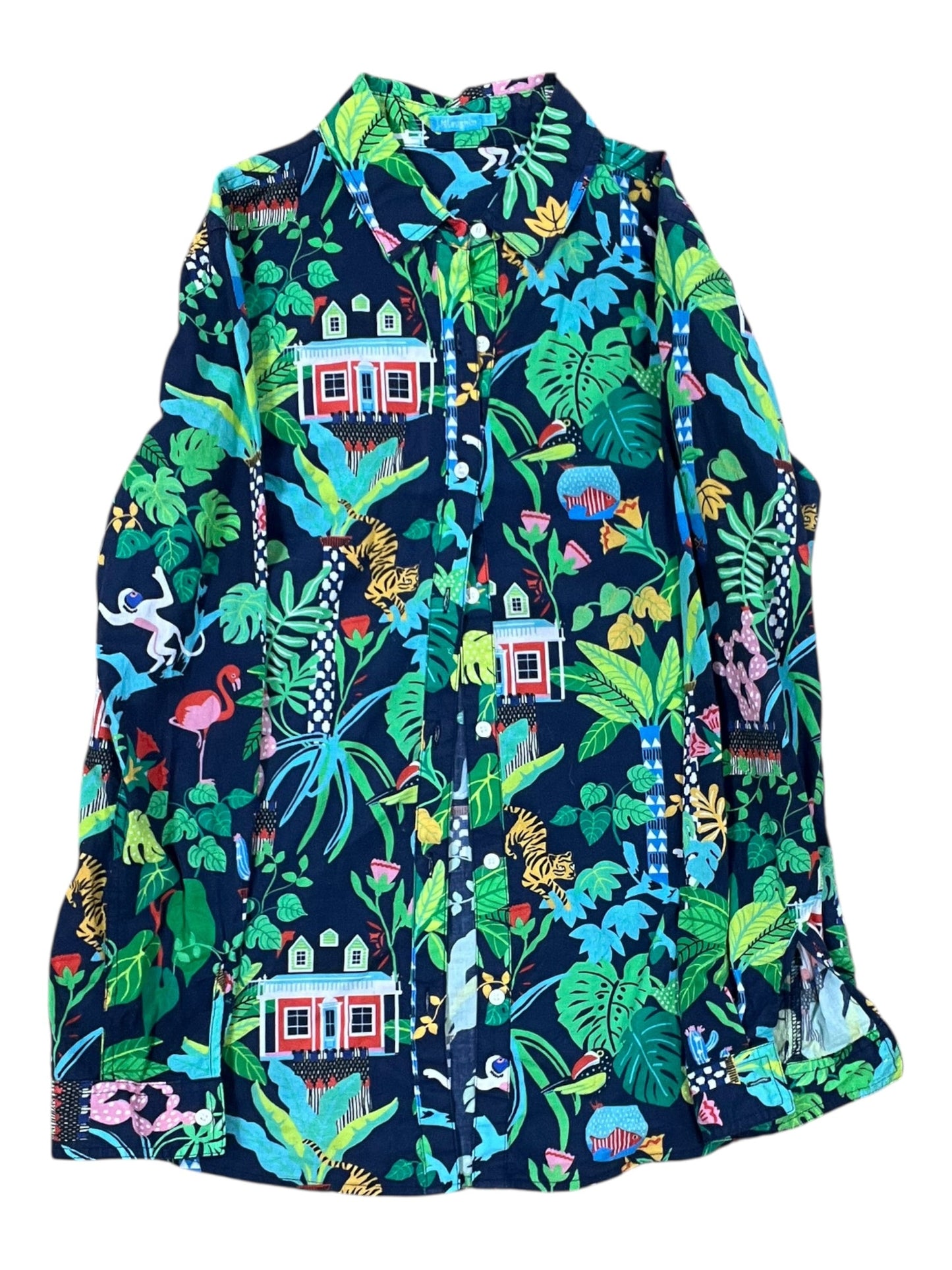Blouse Ls By J Mclaughlin In Blue & Green, Size:S