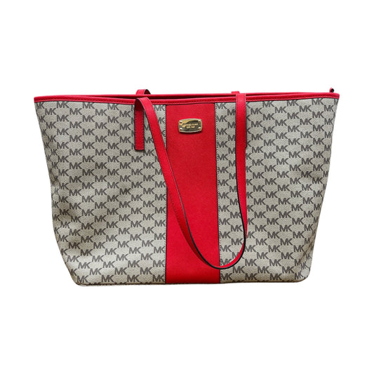 Handbag Designer By Michael Kors In Red & Tan, Size:Large