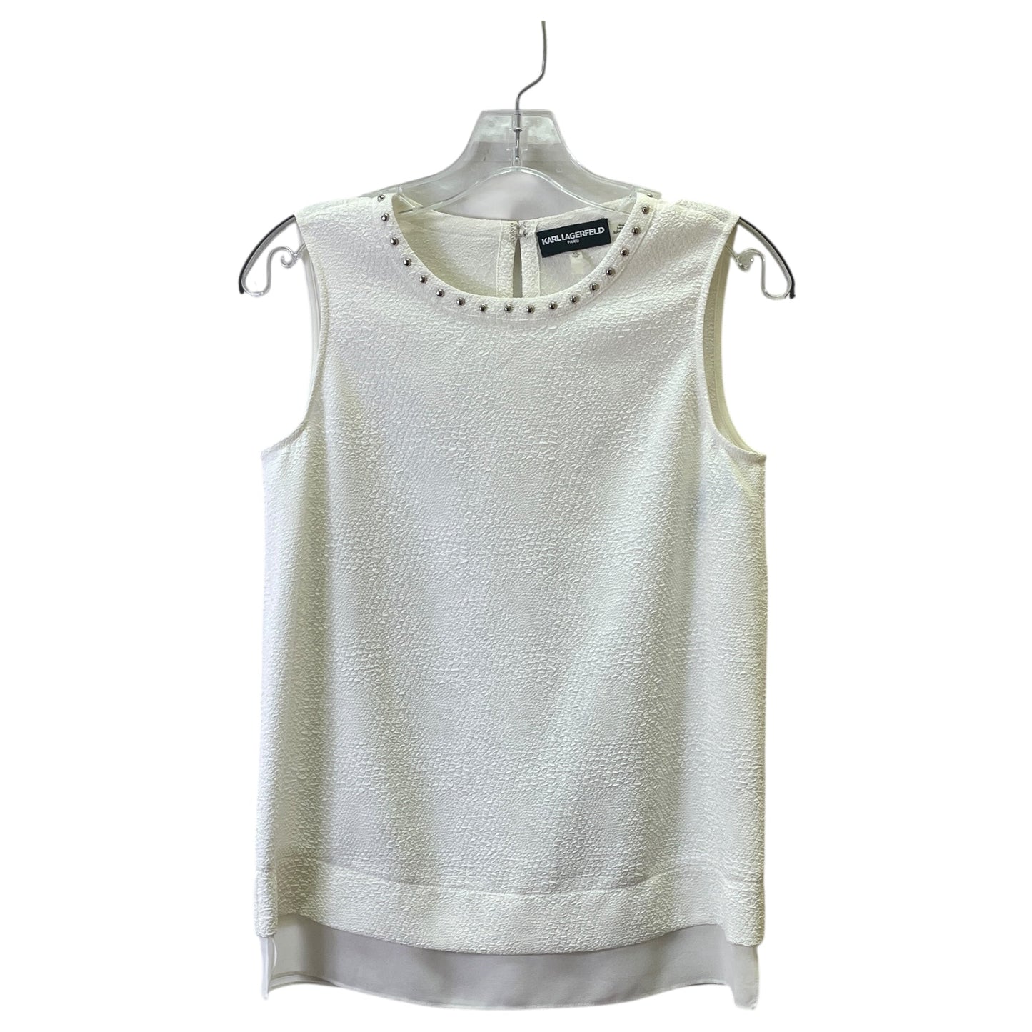 Top Sleeveless Designer By Karl Lagerfeld In White, Size:Xs