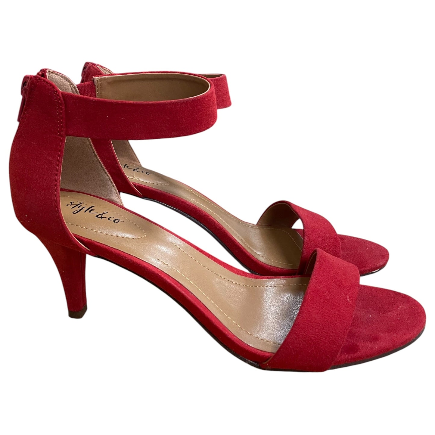 Sandals Heels Kitten By Style And Company In Red, Size:7