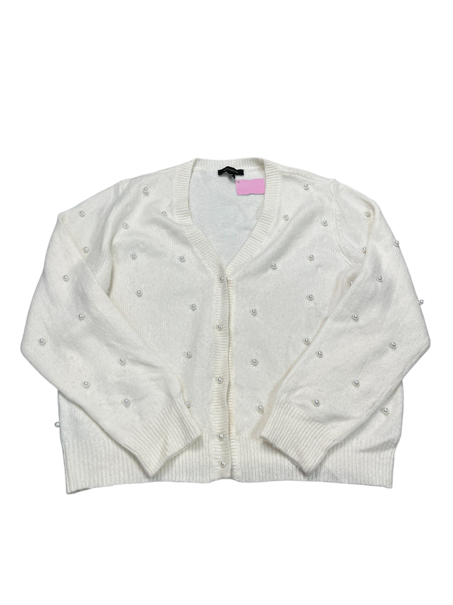Cardigan By Ann Taylor In White, Size:Xl