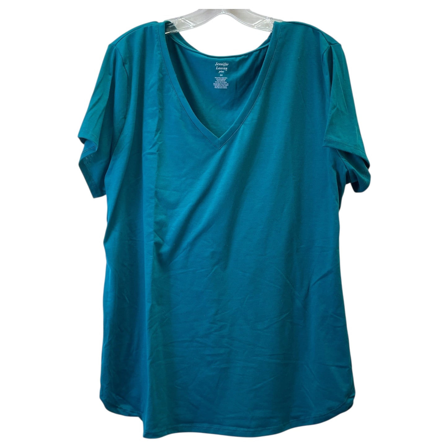 Top Ss Basic By Jennifer Lauren In Teal, Size:3X