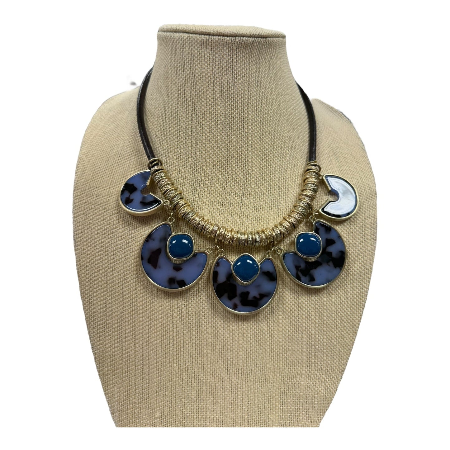 Necklace Statement By Chicos In Blue & Gold