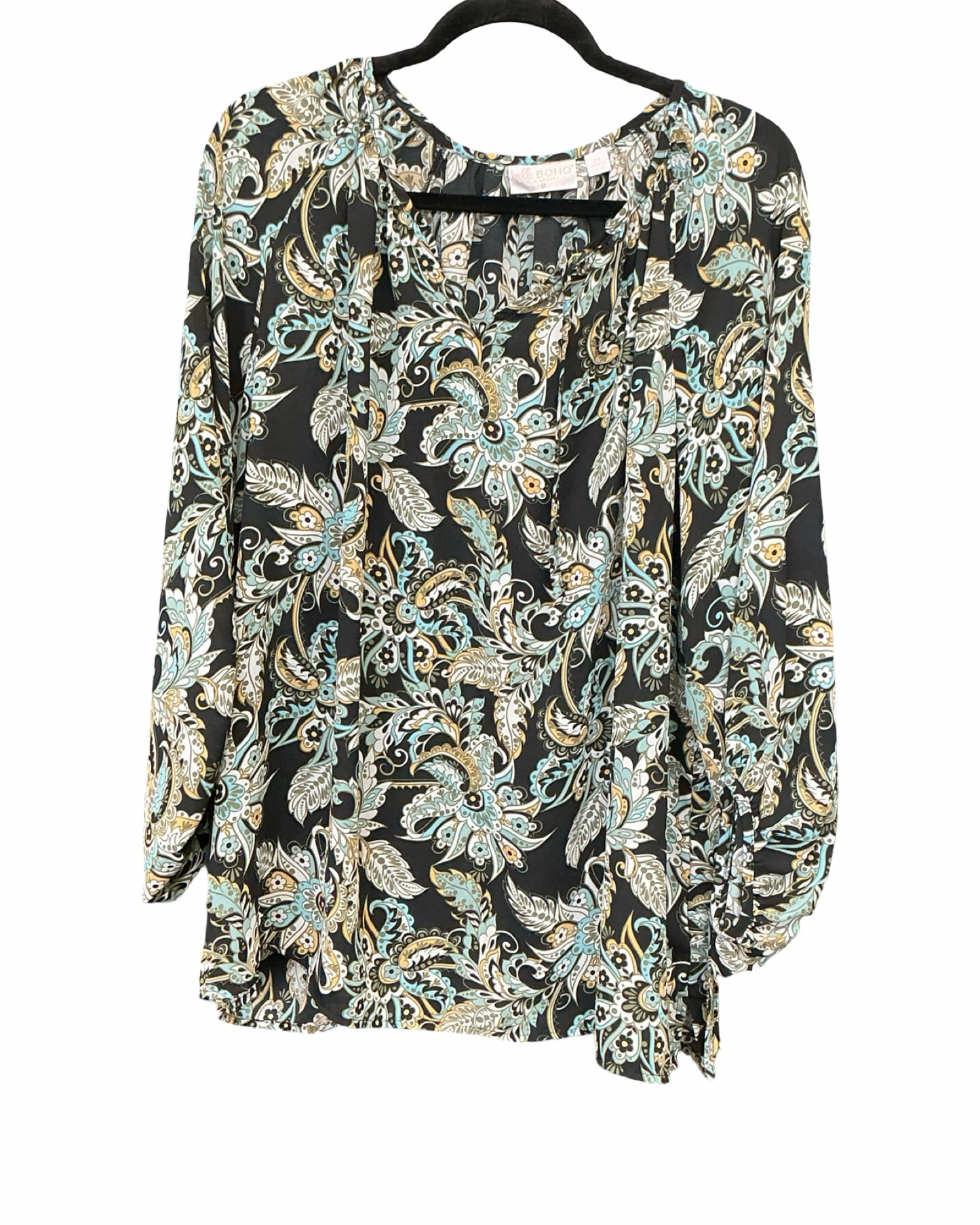 Top Ls By Belle By Kim Gravel In Black & Green, Size:2X
