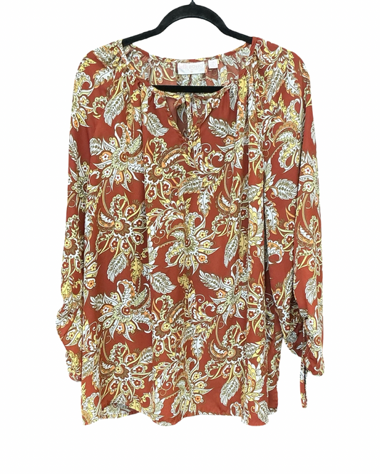 Top Ls By Belle By Kim Gravel In Orange & White, Size:2X