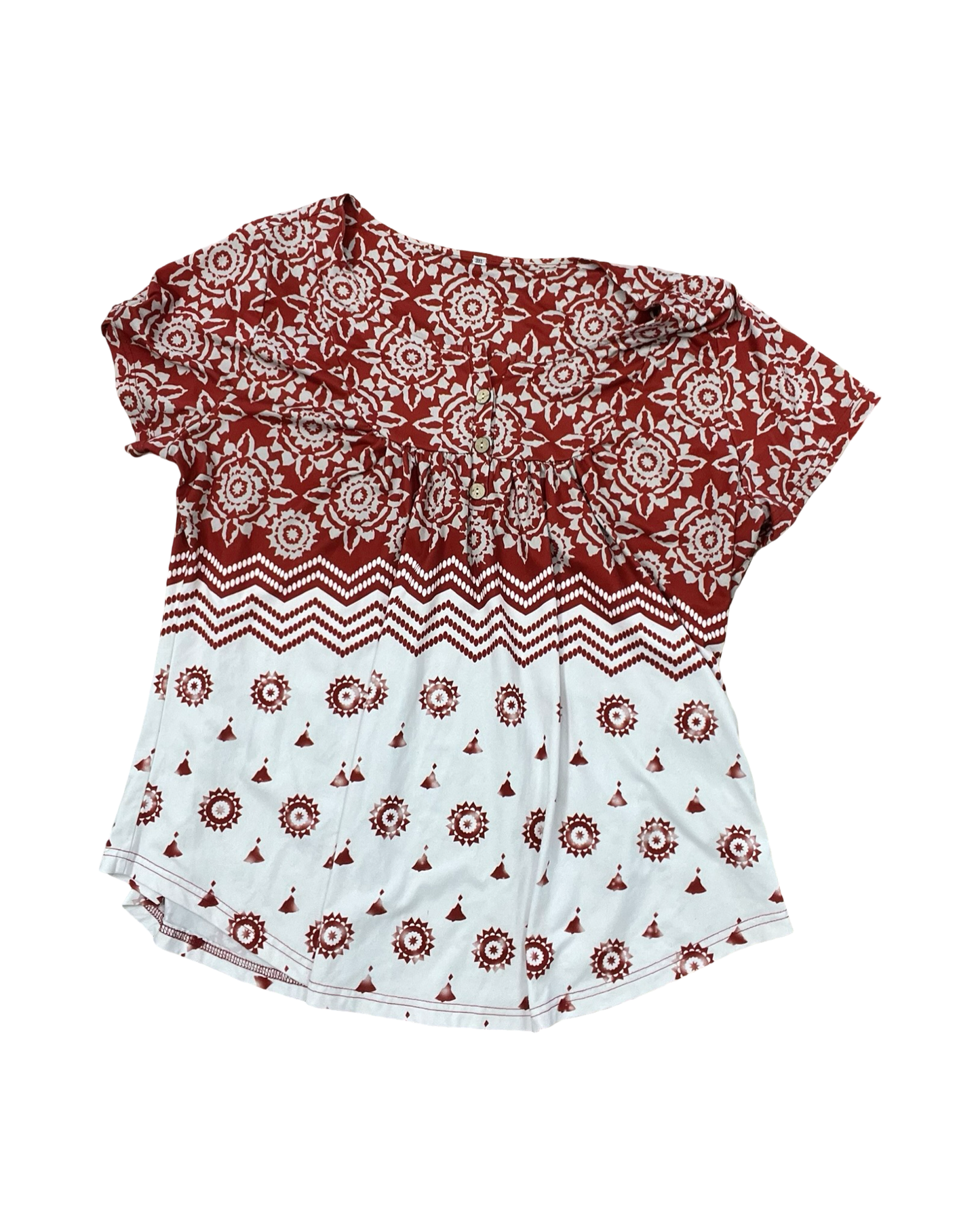 Top Ss By Clothes Mentor In Red & White, Size:3X