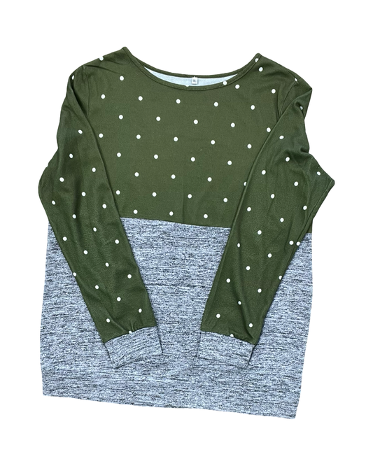 Top Ls By Clothes Mentor In Green & White, Size:Xl