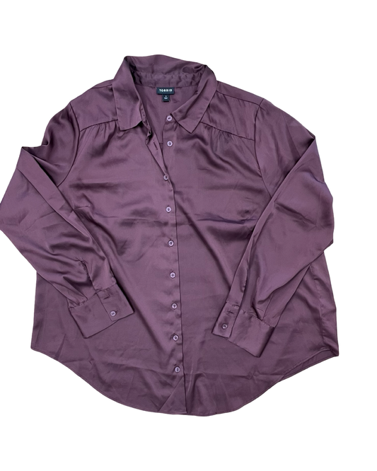 Blouse Ls By Torrid In Maroon, Size:1X