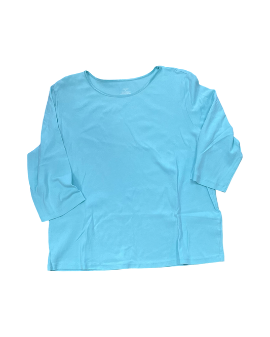 Top 3/4 Sleeve Basic By Cj Banks In Aqua, Size:Xl