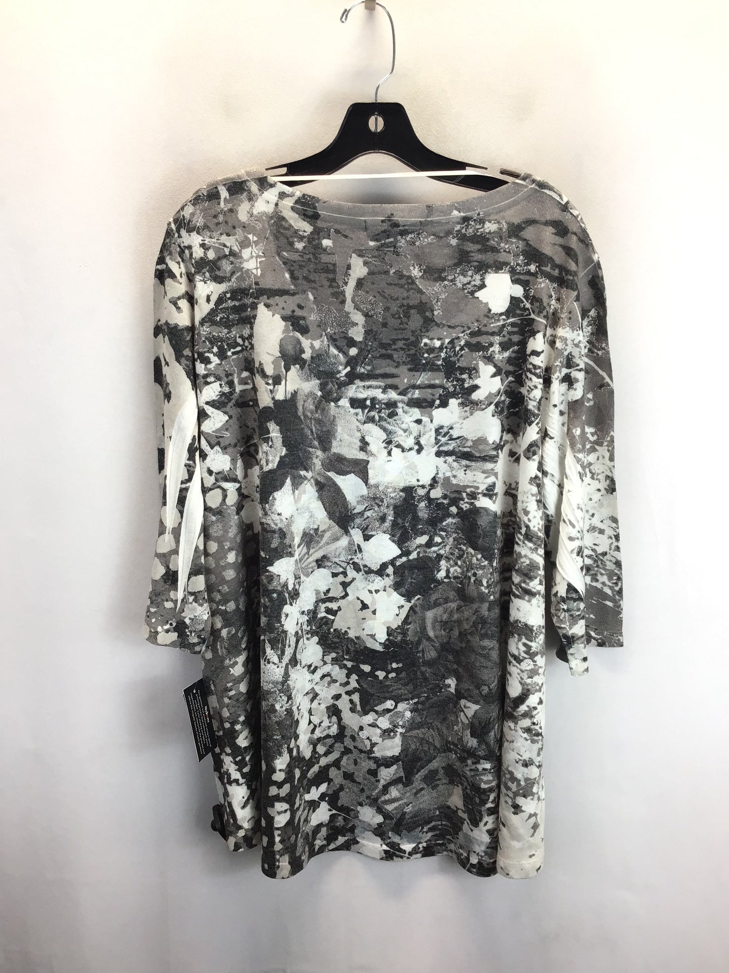 Top 3/4 Sleeve By Style And Co Collection Women In Grey & White, Size:2X