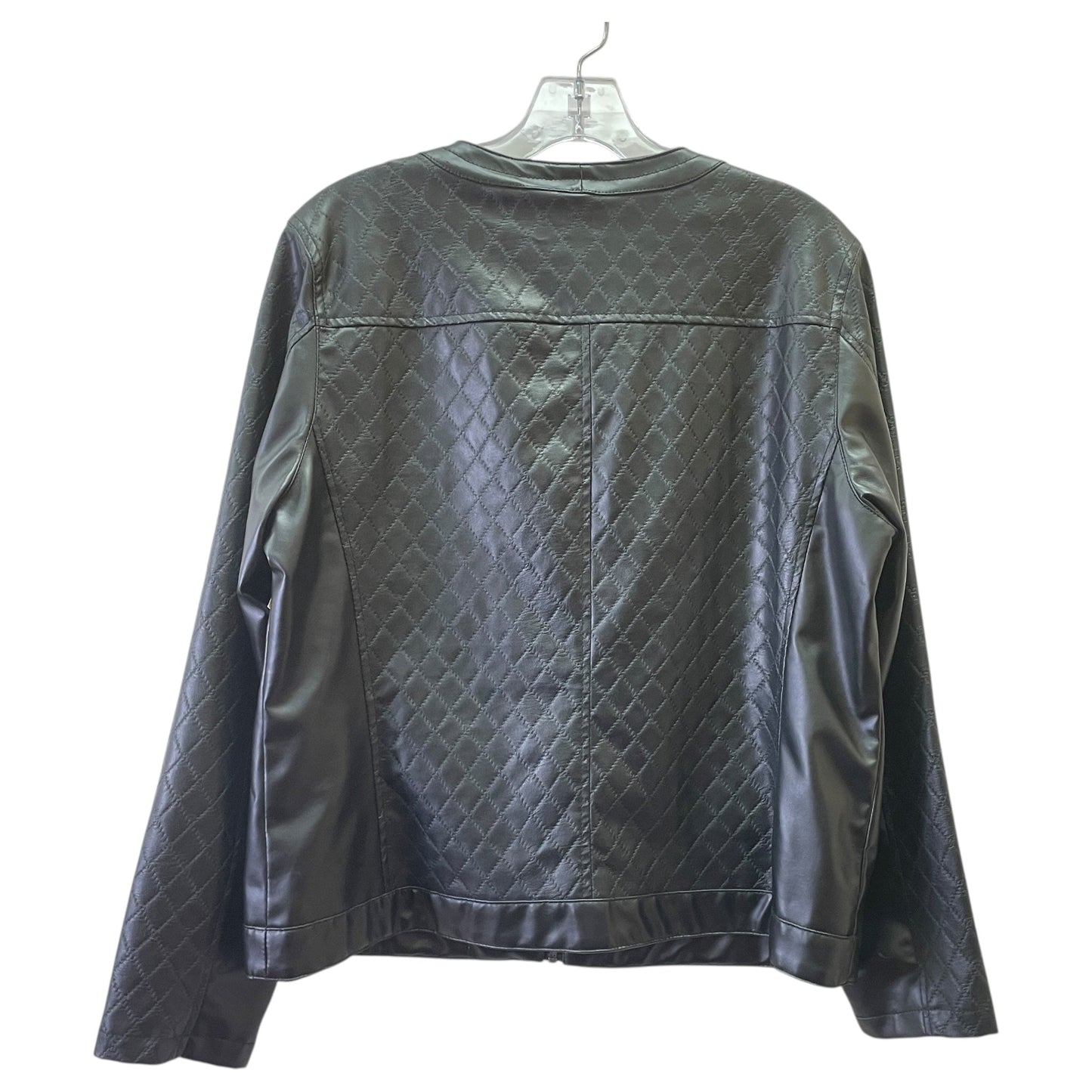 Jacket Moto Leather By Dana Buchman In Black, Size:L