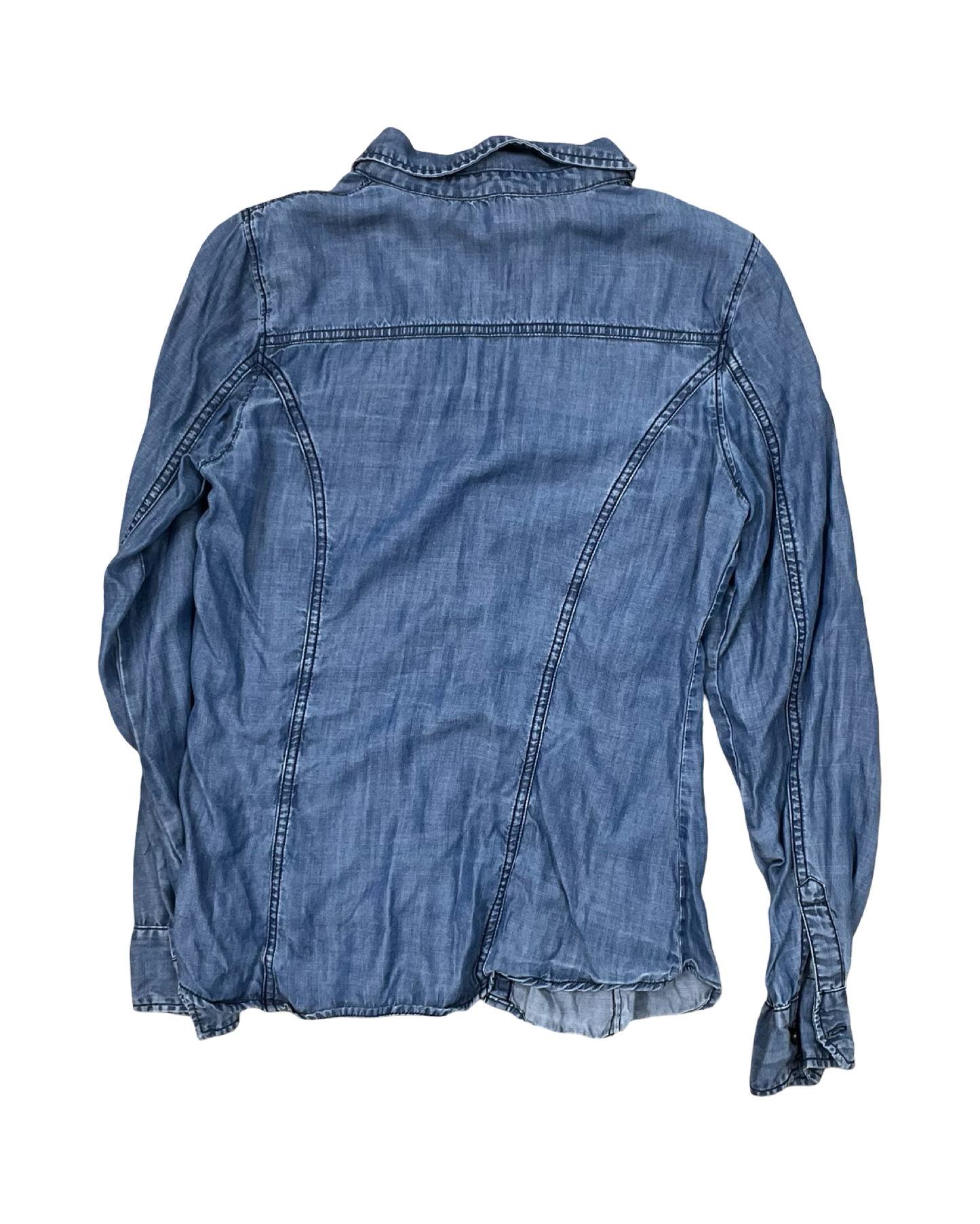 Blouse Ls By Maurices In Blue Denim, Size:S