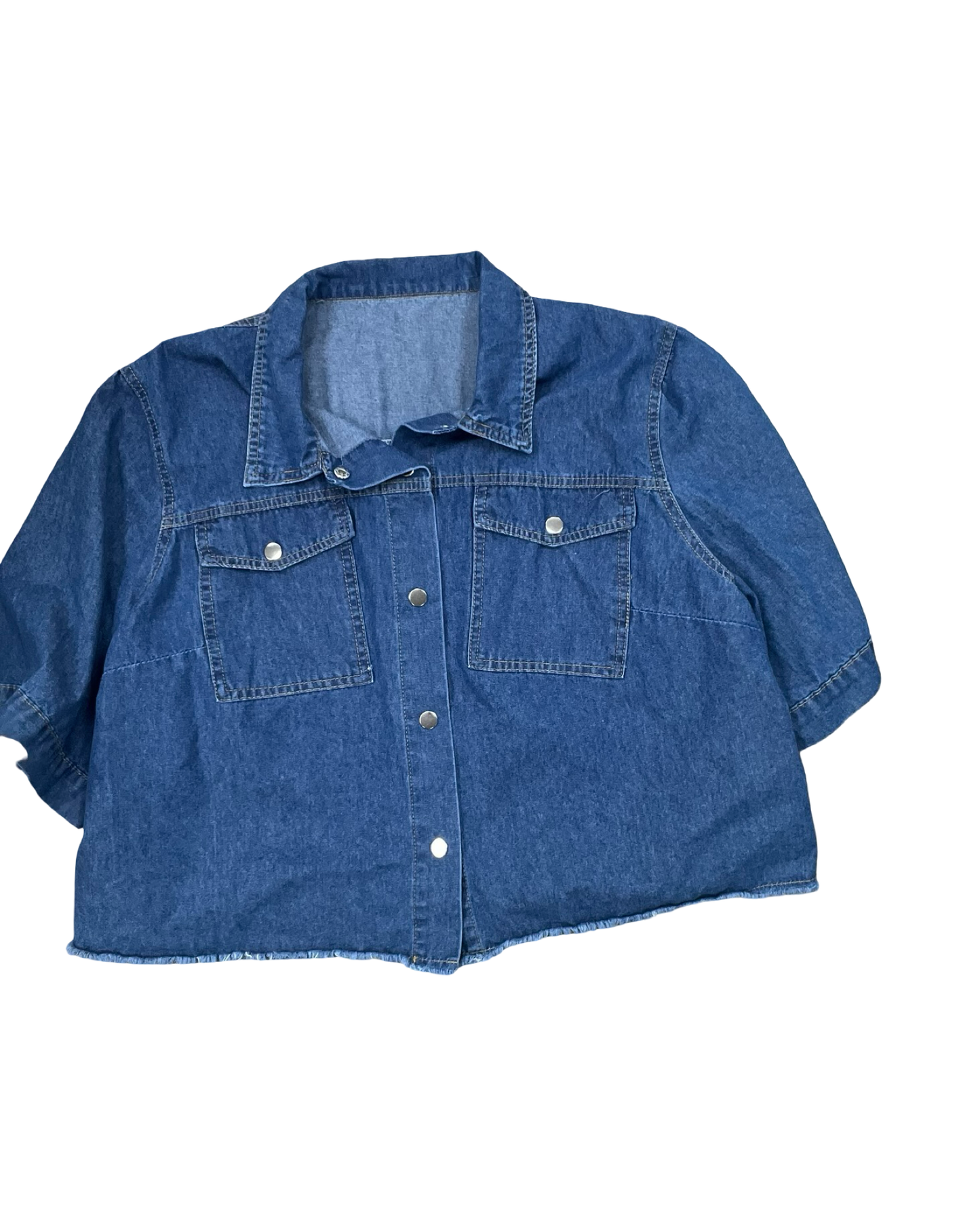 Blouse Ss By Clothes Mentor In Blue Denim, Size:2X