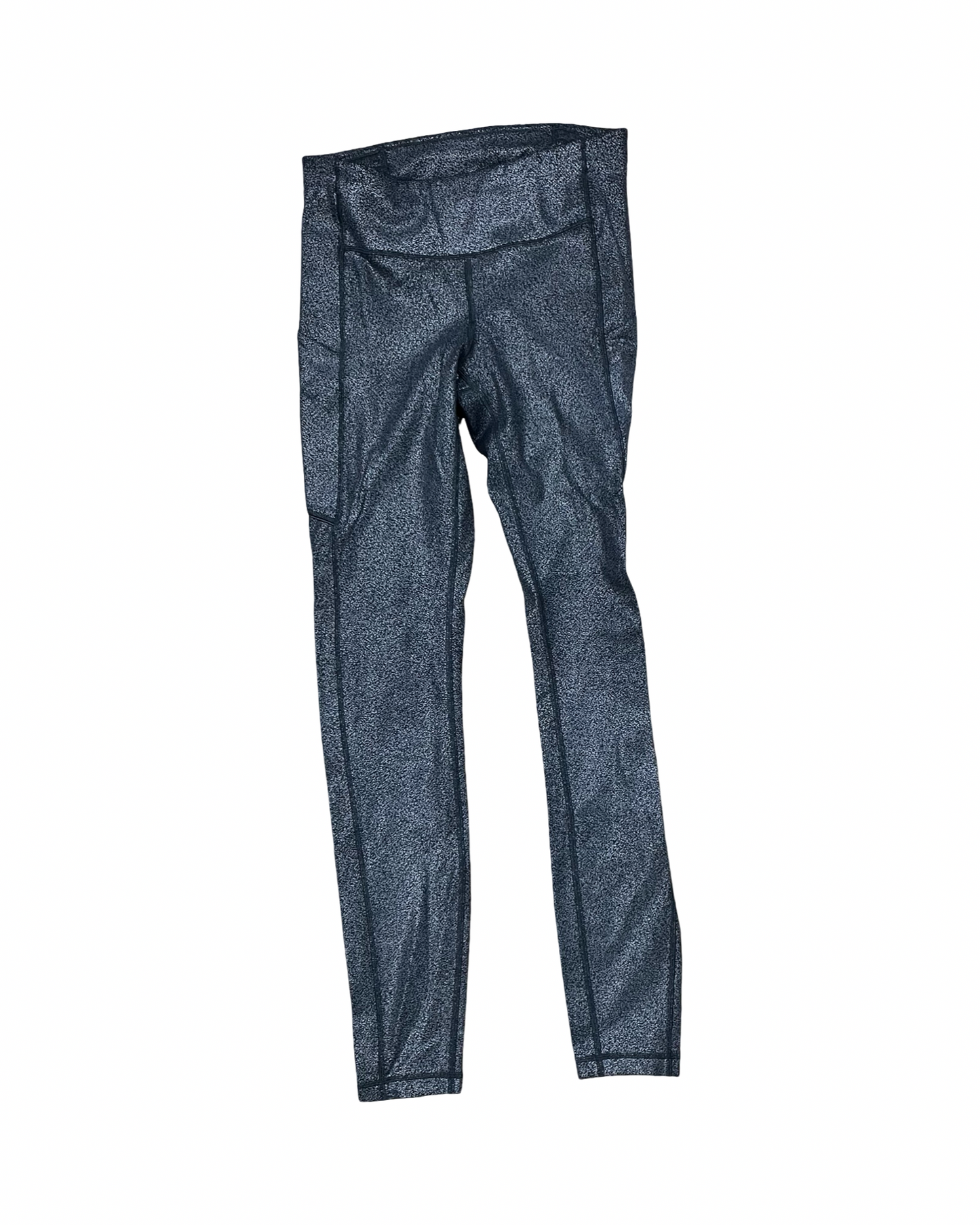 Athletic Leggings By Lululemon In Black & Silver, Size:4