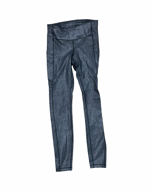 Athletic Leggings By Lululemon In Black & Silver, Size:4