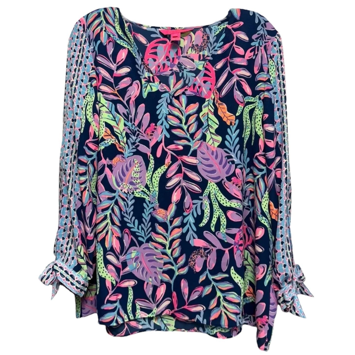 Pamela Top Designer By Lilly Pulitzer In Oyster Bay Navy You’ve Been Spotted Engineered, Size: L