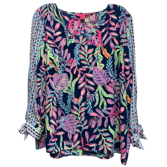 Pamela Top Designer By Lilly Pulitzer In Oyster Bay Navy You’ve Been Spotted Engineered, Size: L