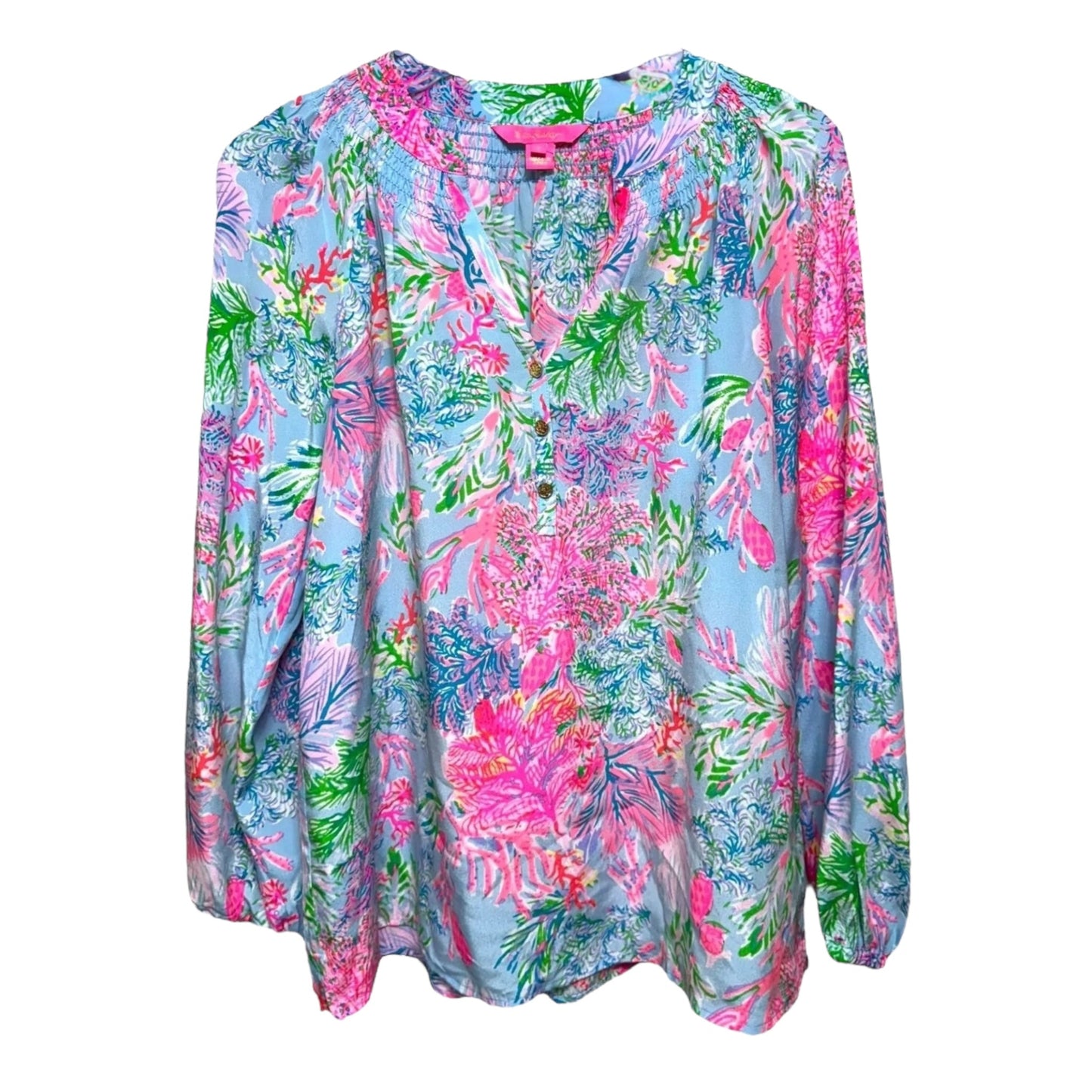 Elsa Silk Top Designer By Lilly Pulitzer In Multi Cay To My Heart, Size: S