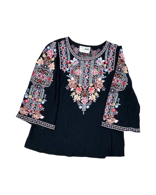 Top 3/4 Sleeve By Savanna Jane In Black, Size:L