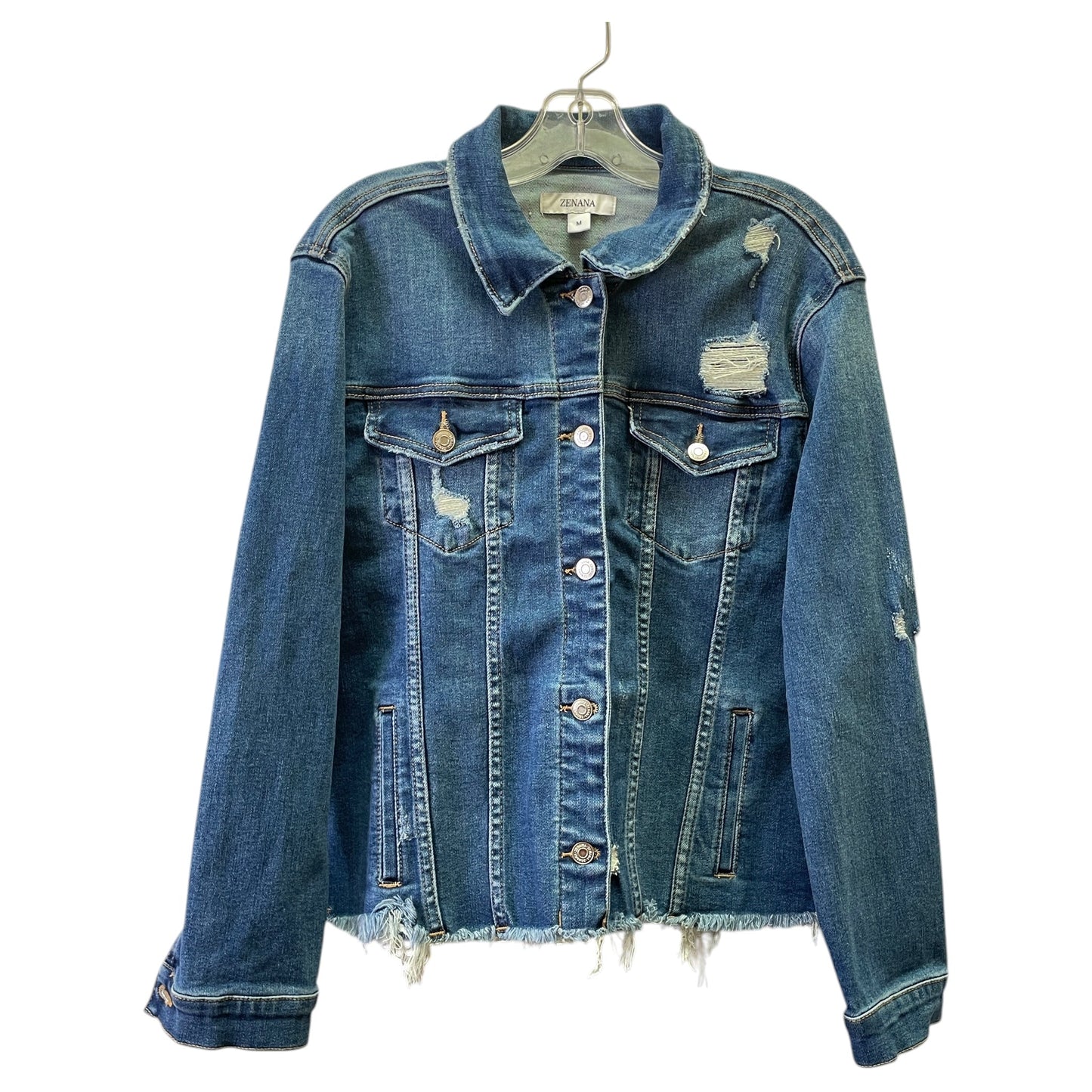 Jacket Denim By Zenana In Blue Denim, Size:M