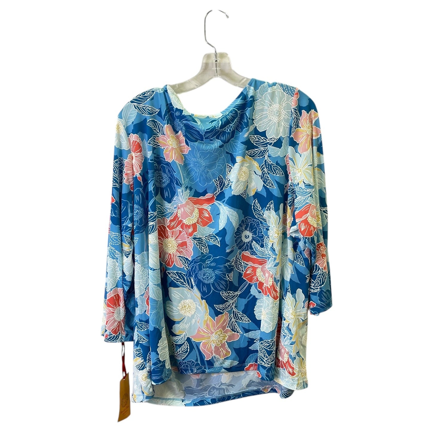 Top 3/4 Sleeve By Ruby Rd In Blue & Orange, Size:2X