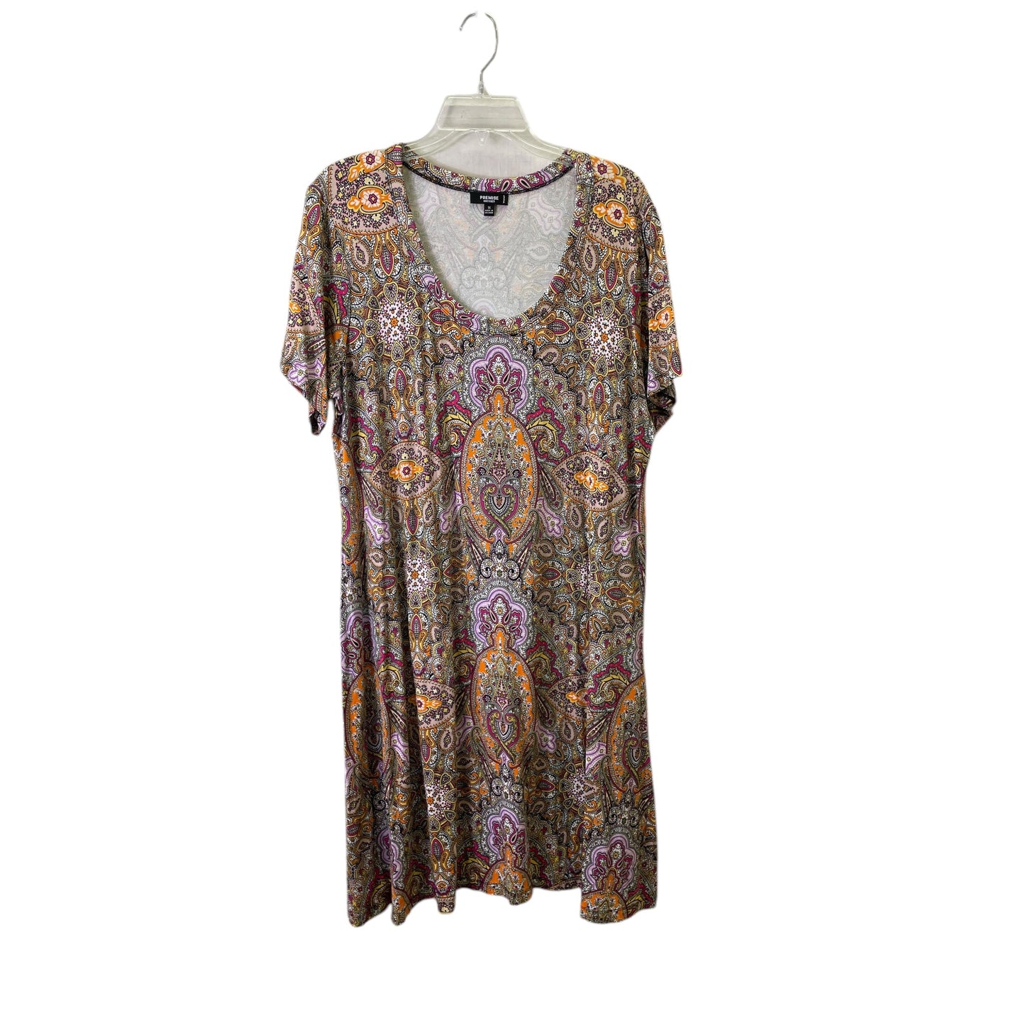 Dress Casual Short By Premise In Orange & Pink, Size:1X