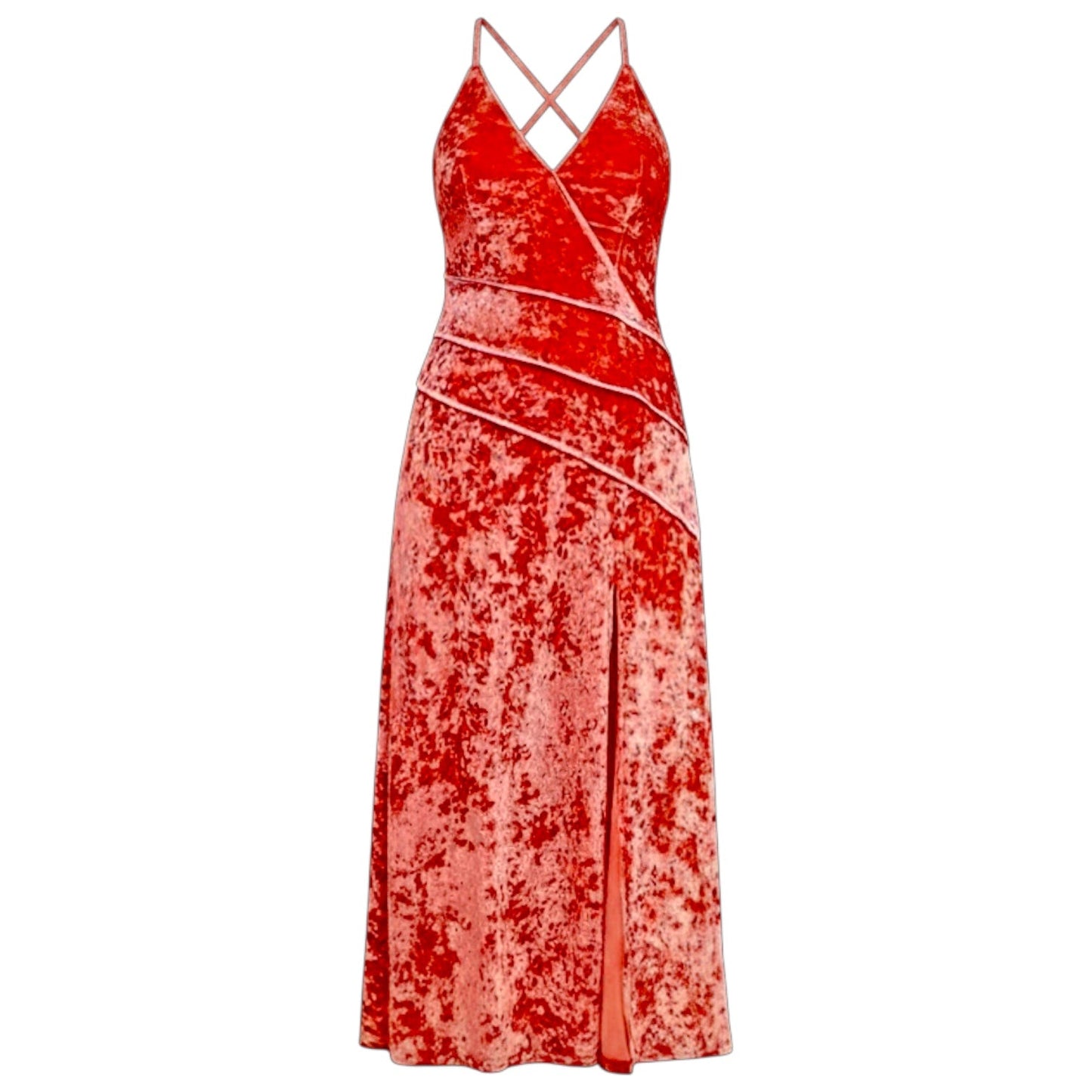 Deia Velvet Midi Dress By Free People In Pink & Orange, Size: XS