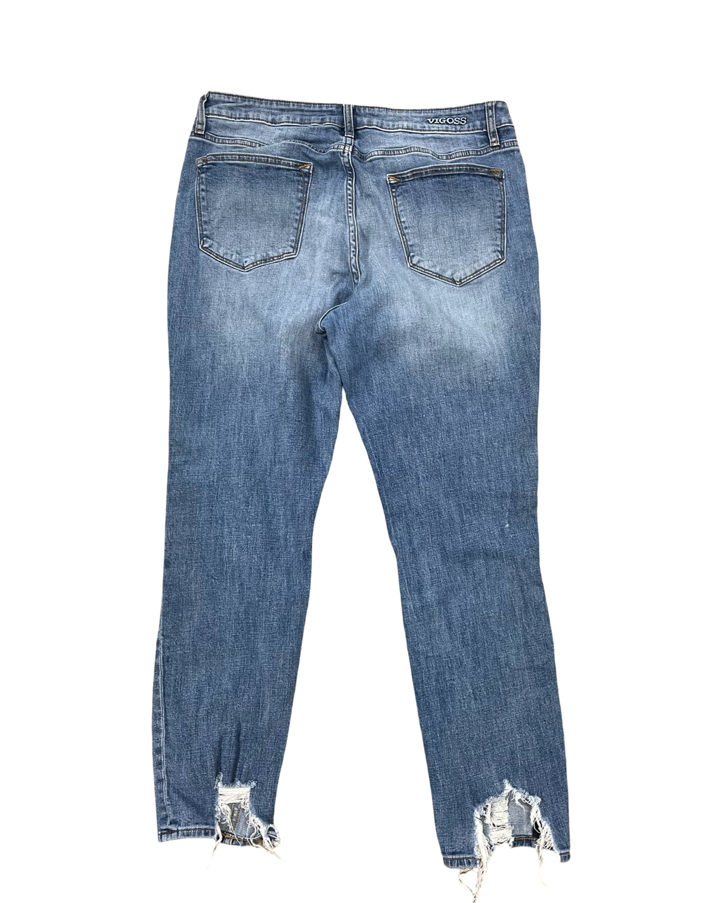 Jeans Cropped By Vigoss In Blue Denim, Size:14