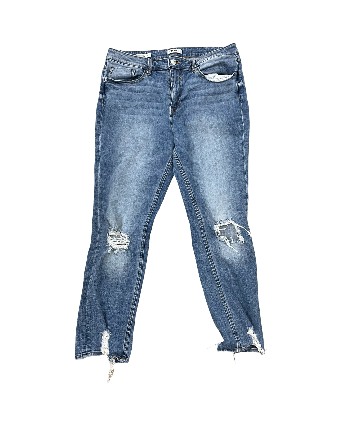 Jeans Cropped By Vigoss In Blue Denim, Size:14