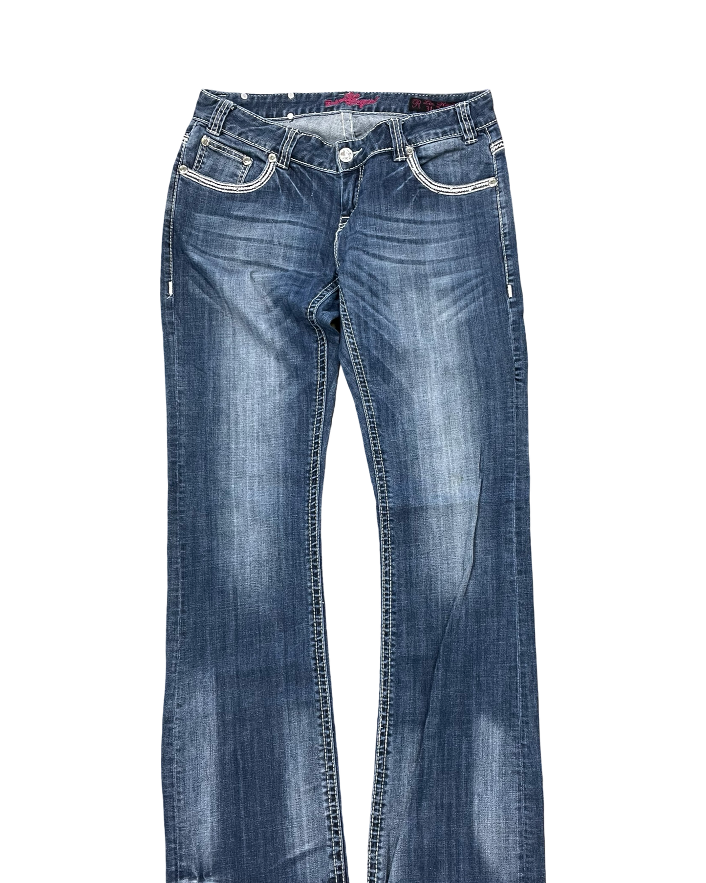 Jeans Boot Cut By Rock & Roll In Blue Denim, Size:12