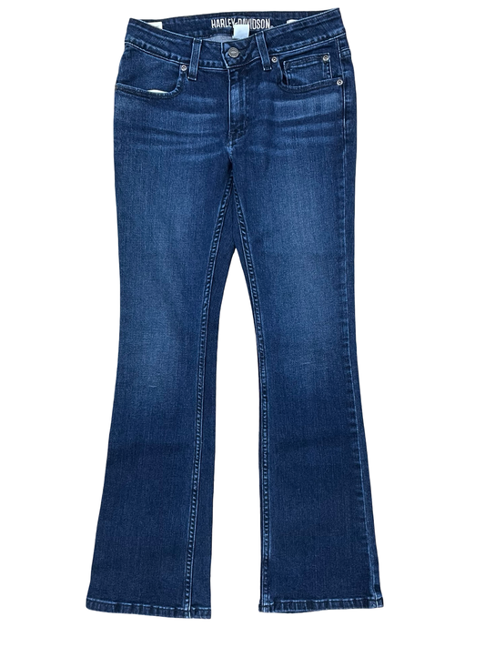 Jeans Boot Cut By Harley Davidson In Blue Denim, Size:2P