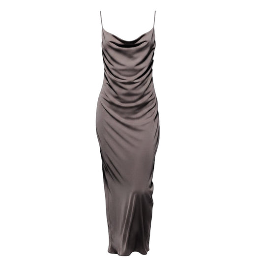 Flowing Strappy Midi Slip Dress By Zara In Taupe, Size: L