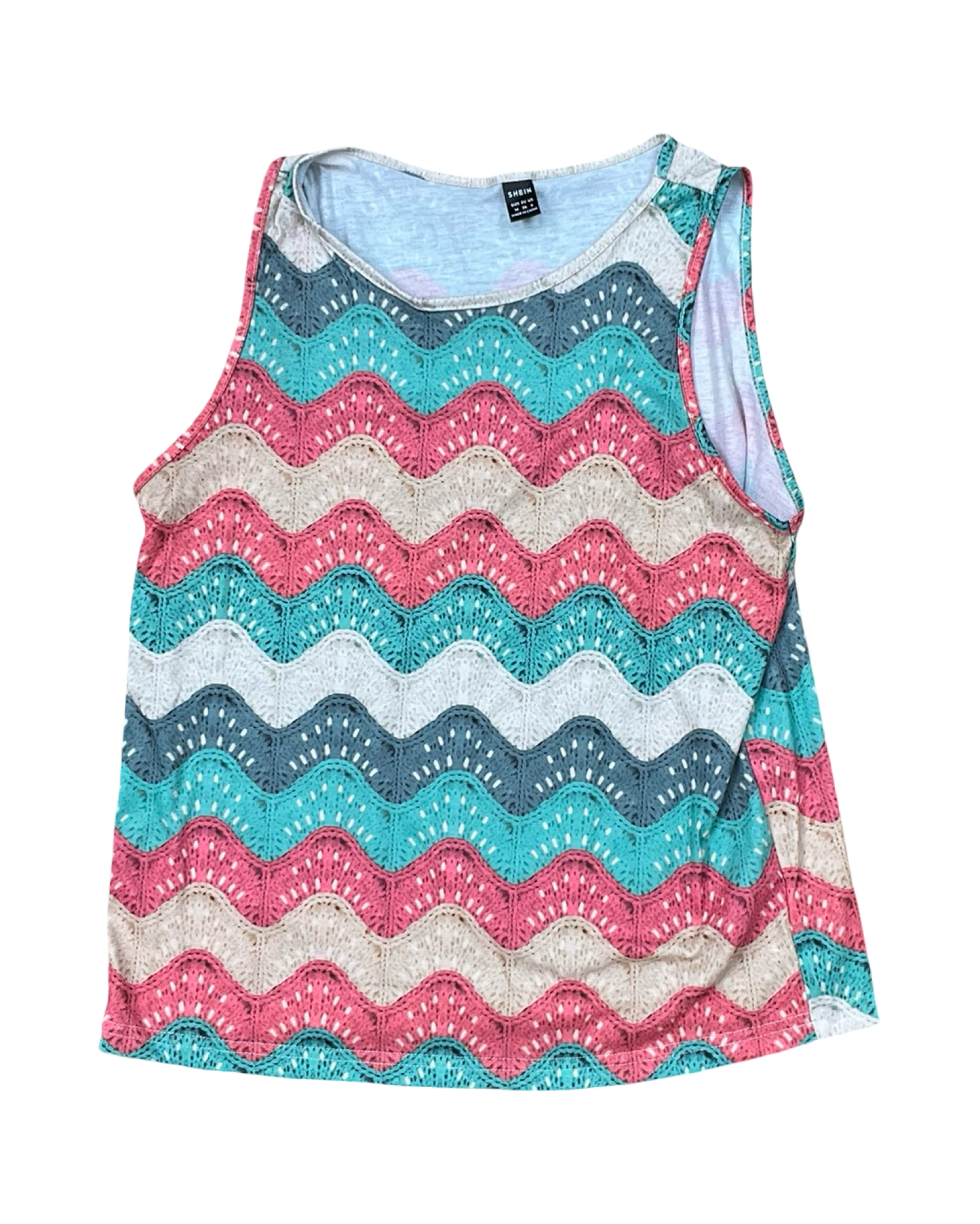 Top Sleeveless By Shein In Green & Pink, Size:M