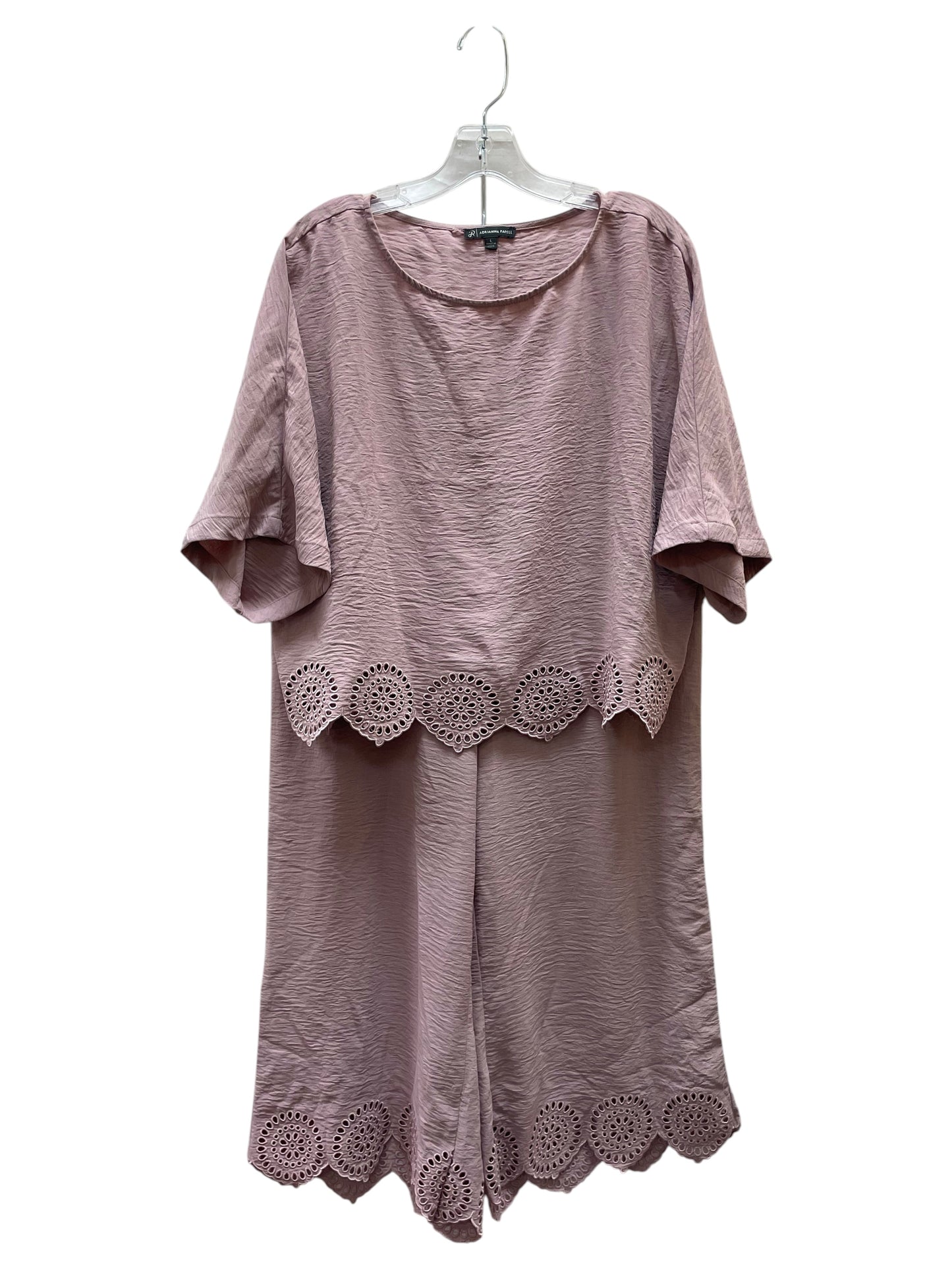 Pants Set 2Pc By Adrianna Papell In Pink, Size:L