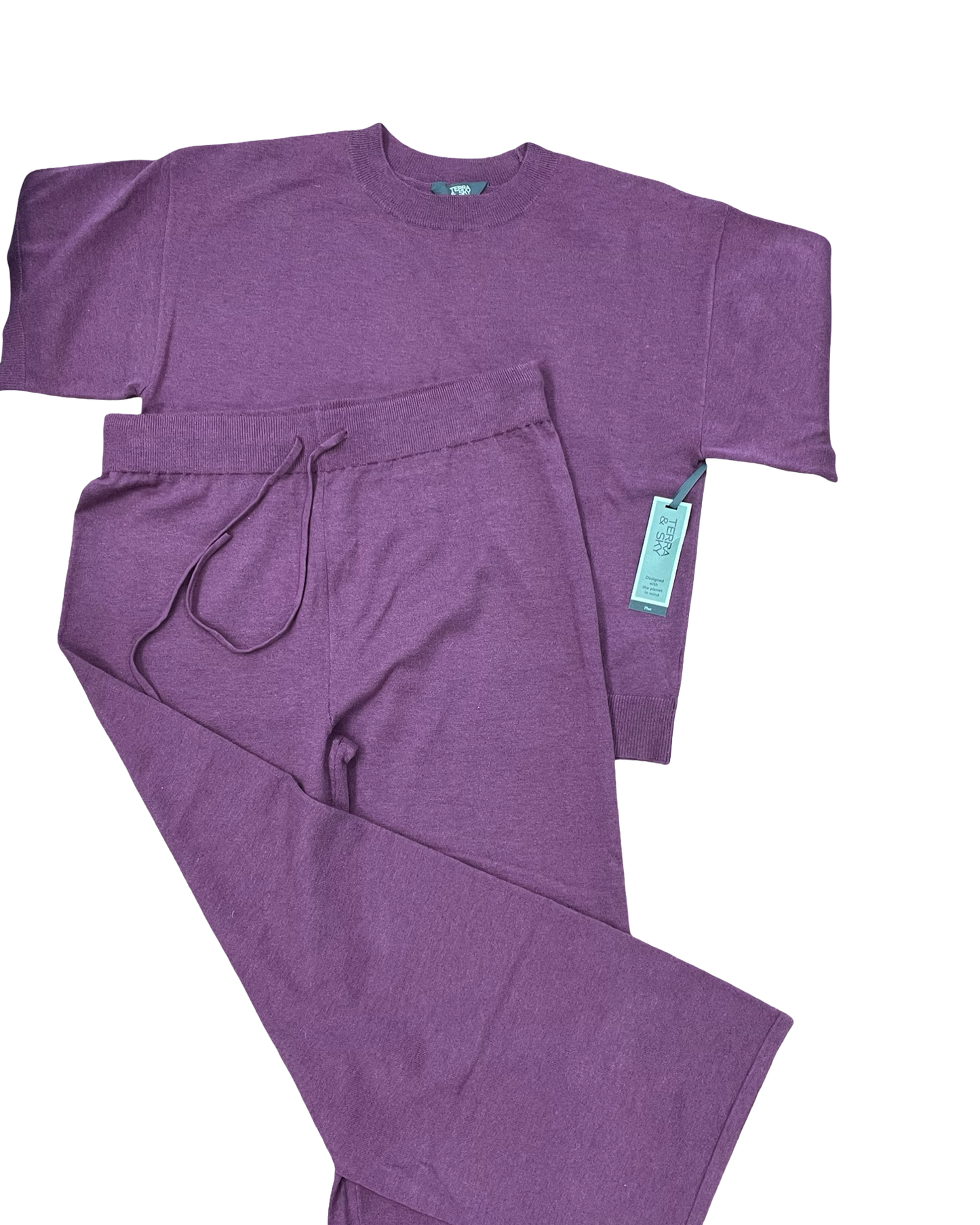 Lounge Set Pants By Terra & Sky In Mauve, Size:L