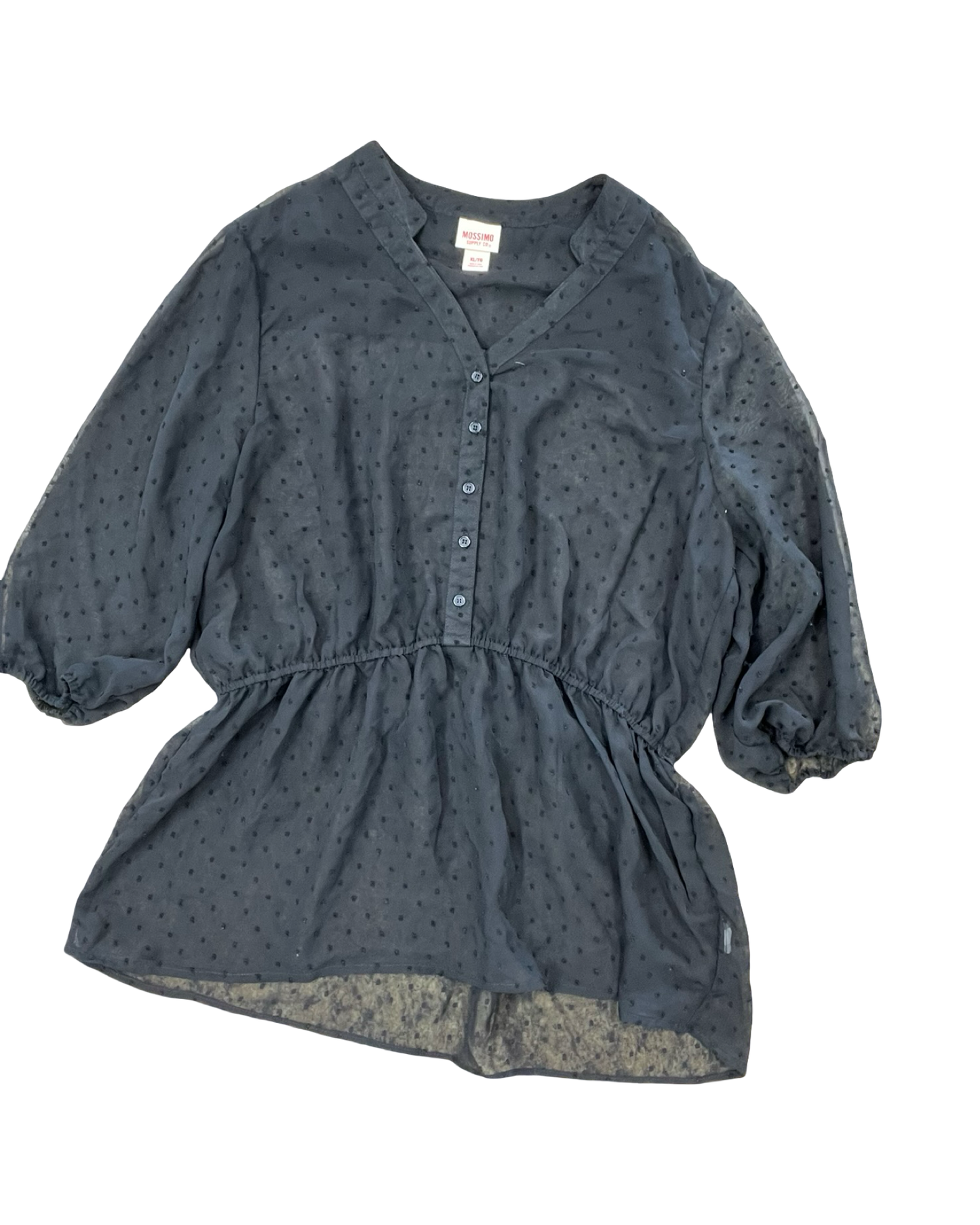 Top 3/4 Sleeve By Mossimo In Black, Size:Xl