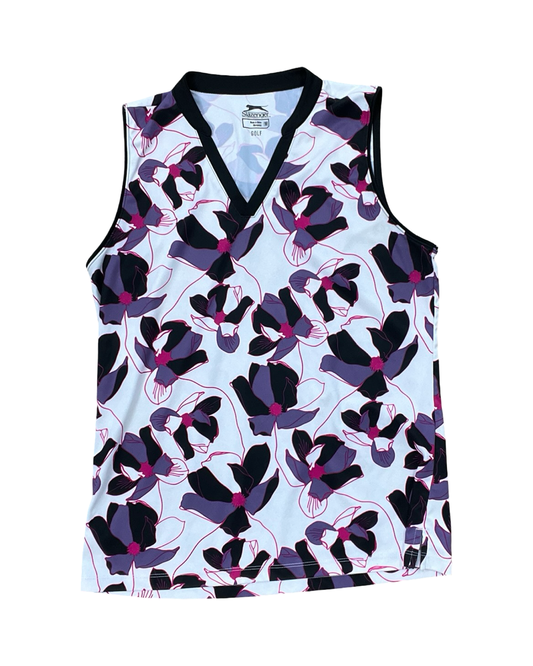 Top Sleeveless By Slazenger In Purple & White, Size:M