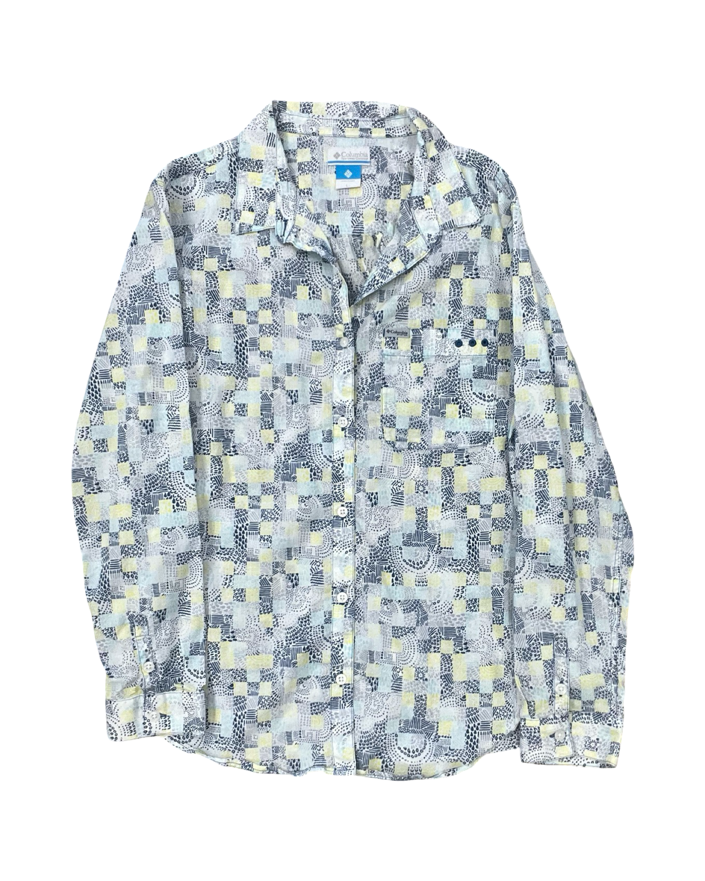 Blouse Ls By Columbia In Blue & Yellow, Size:L