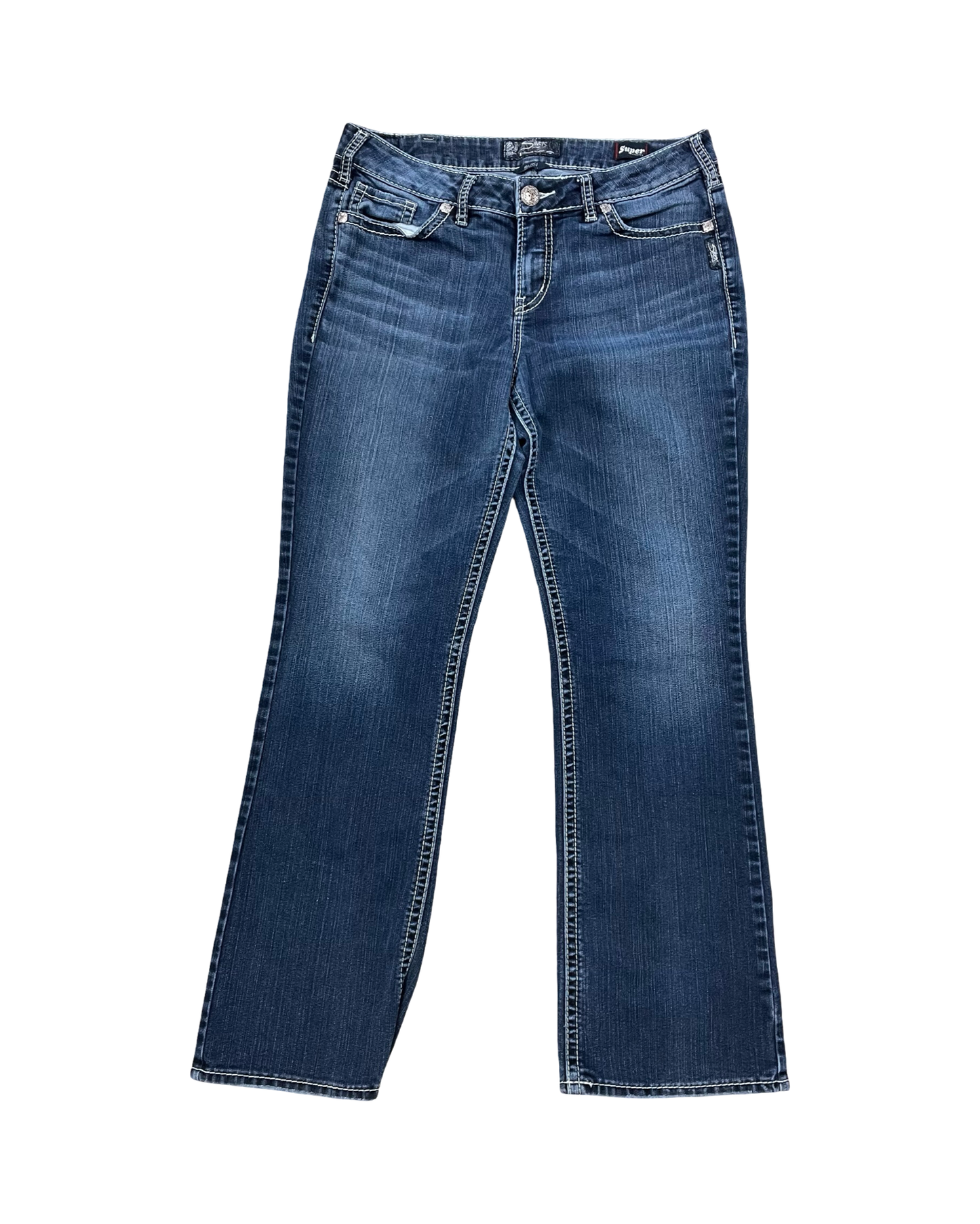 Jeans Boot Cut By Silver In Blue Denim, Size:16