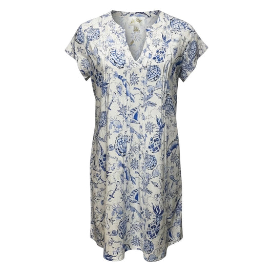 Ansella Tunic Dress Designer By Lilly Pulitzer In Resort White Barefoot Beachcombers, Size: 12